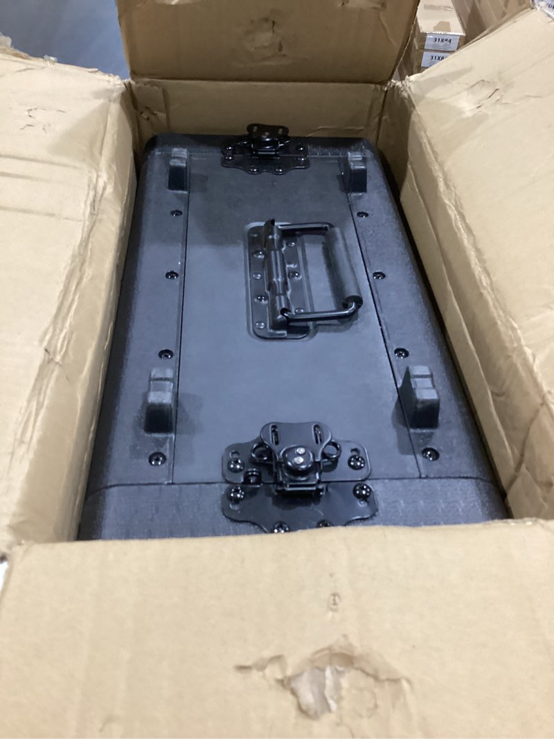 Condition photo showing As Is for 4U Rack Case Shallow 17" Depth, 19" Rackmount Flight Cases Easy Installation Portable Carry Watertight Dust Proof 2 Space Shockproof Mount Racks with Microphone Compartments Space Saving 4U Rack Case 17" Deep