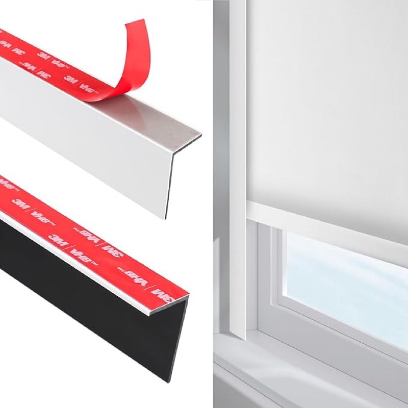 100% blackout pvc light blocking strip for blinds and shades on both sides, for blackout shades, easy to install, for bedroom, nursery (2 pack, 58.5 inch)