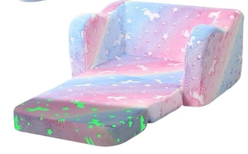  couch fold out, flip out sofa chair with blanket, foldable toddler couch for girls boys, children convertible sofa to lounger pull out couch for playroom, 