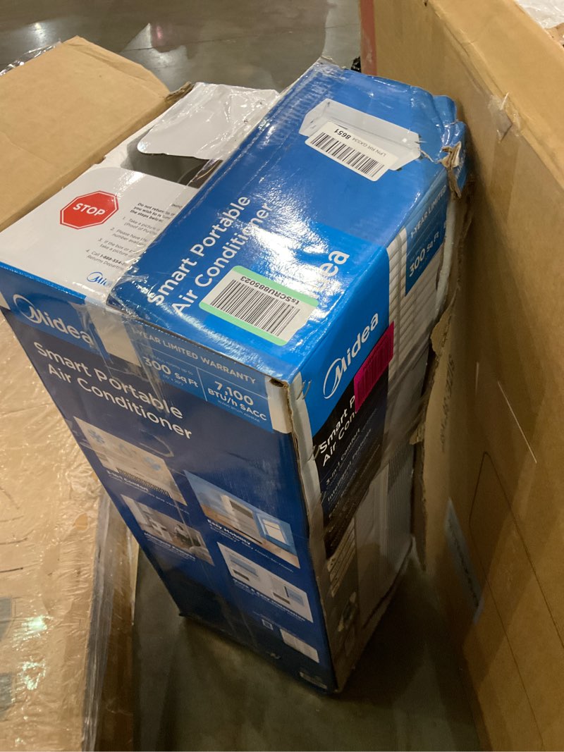 Condition photo showing As Is for Midea 10,000 BTU ASHRAE (7,100 BTU SACC) Portable Air Conditioner, Smart Control, Cools up to 300 Sq. Ft., with Dehumidifier & Fan mode, Easy- to-use Remote Control & Window Installation Kit Included 10,000 BTU-Smart