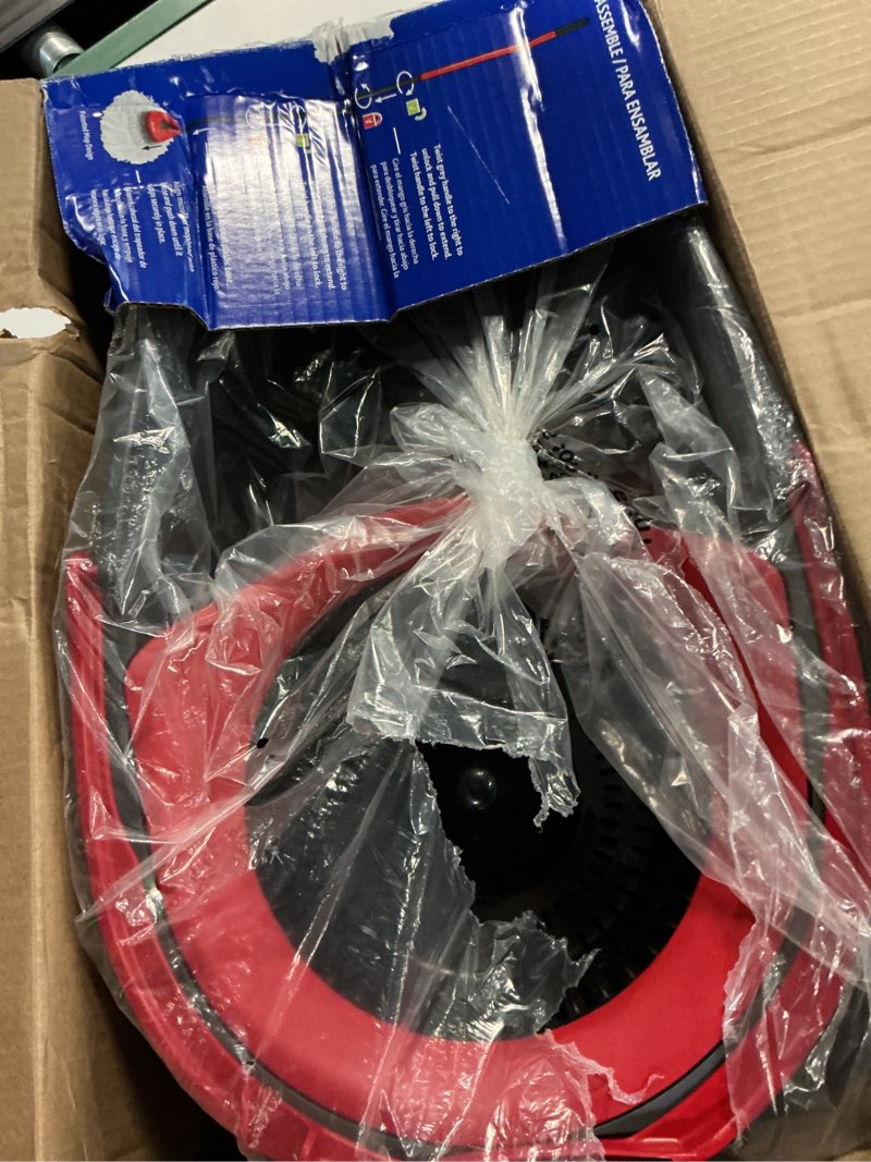 Condition photo showing As Is for o-cedar easywring microfiber spin mop, bucket floor cleaning system, red, gray, standard #1 easywring system
