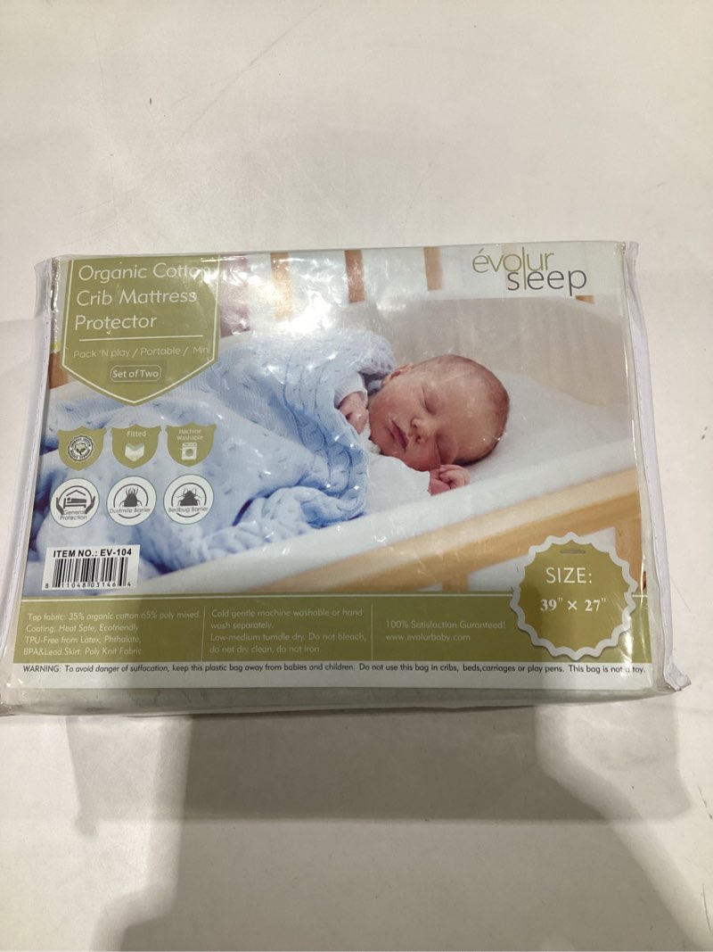 Condition photo showing New/Like New for Crib Organic Mattress Protector Pad - Certified Organic Cotton Breathable Mattress Pad Cover - 39”x27- Fitted Comfort SIMILAR TO STOCK PHOTOS