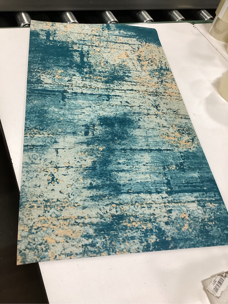 Condition photo showing Good Condition for ( 2 pack) Ashler Abstract Rug, 2x3 Entryway Rugs, Modern Abstract Area Rug for Living Room, Bedroom, Kitchen Dining Room, Office, Blue Home Decor, Non-Slip & Machine Washable Rugs, Carpet Decoration Z-abstract Blue 2' x 3' (Runner)