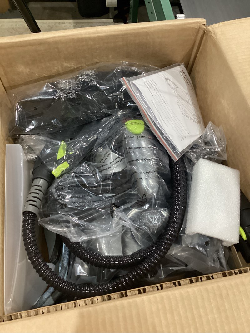 Condition photo showing As Is for heavy-duty steam cleaner - 1500w multipurpose handheld floor steamer with 22 accessories 16ft cord for home, car detailing, tile, grout, carpet, wallpaper, upholstery, window, deep cleaning
