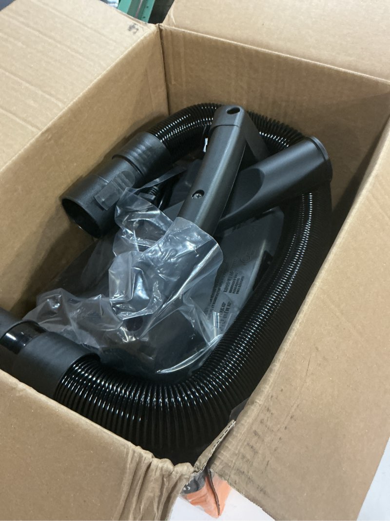 Condition photo showing Good Condition for ridgid 3 gal. 3.5 peak hp handheld shop vacuum wet dry vac with ridgid sweep dust pan, filter, locking hose and car nozzle