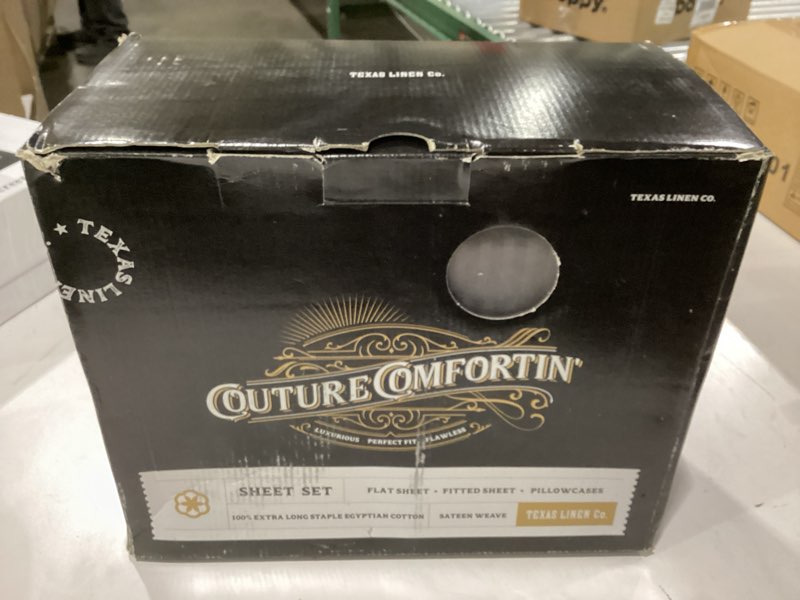 Condition photo showing New/Like New for TEXAS LINEN CO. 100% Egyptian Cotton Queen Sheets Set - Luxury Damask 1500 Thread Count Egyptian Cot