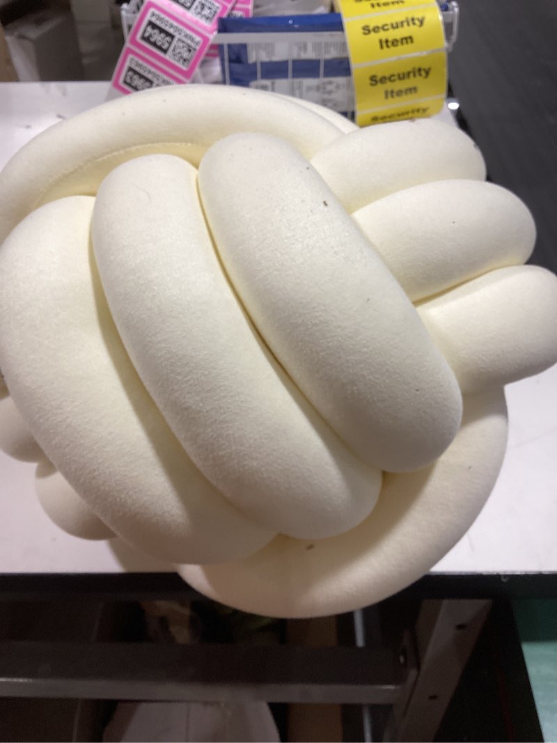Condition photo showing Good Condition for sioloc soft knot ball pillows,round throw pillow cushion home decoration plush pillow,throw knotted pillow handmade round plush pillow?13.7inches,ivory? ivory large