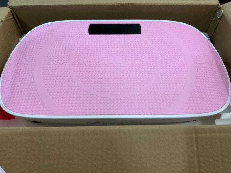 Condition photo showing Good Condition for merach vibration plate exercise machine, curved vibration plate for lymphatic drainage weight loss, vibrating plate with real-time calorie tracking on led display, workout equipment for home women men pink