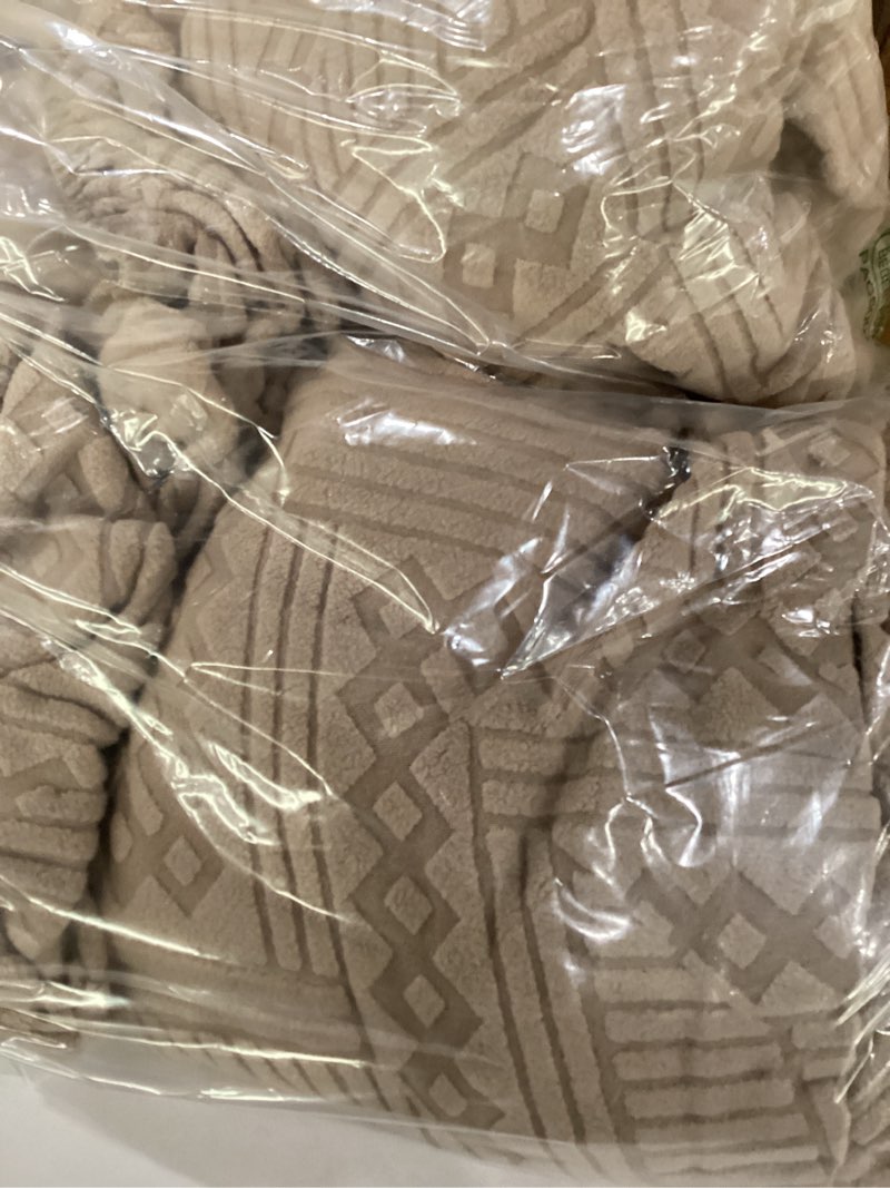 Condition photo showing As Is for ruaozz stretch loveseat recliner covers with console 4-pieces recliner sofa covers with pockets jacquard reclining couch covers furniture protector with elastic straps bottom (2 seater, khaki) khaki 2 seater with console