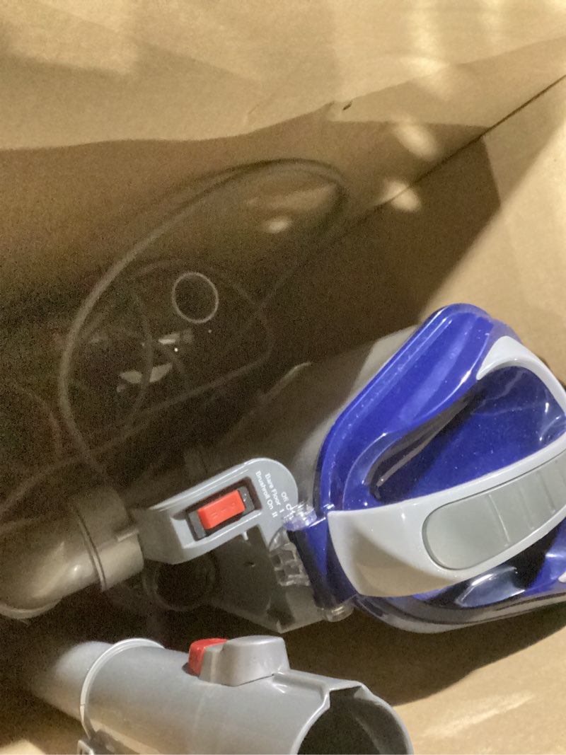 Condition photo showing As Is for shark upright vacuum, navigator lift-away deluxe with large dust cup capacity, hepa filter, swivel steering, upholstery tool & crevice tool, blue, nv360