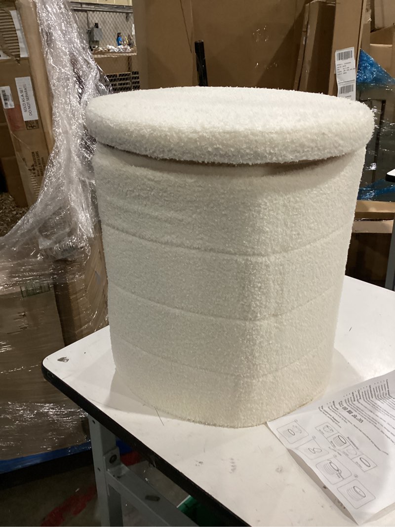 Condition photo showing Good Condition for pax boucle round storage ottoman, cream
