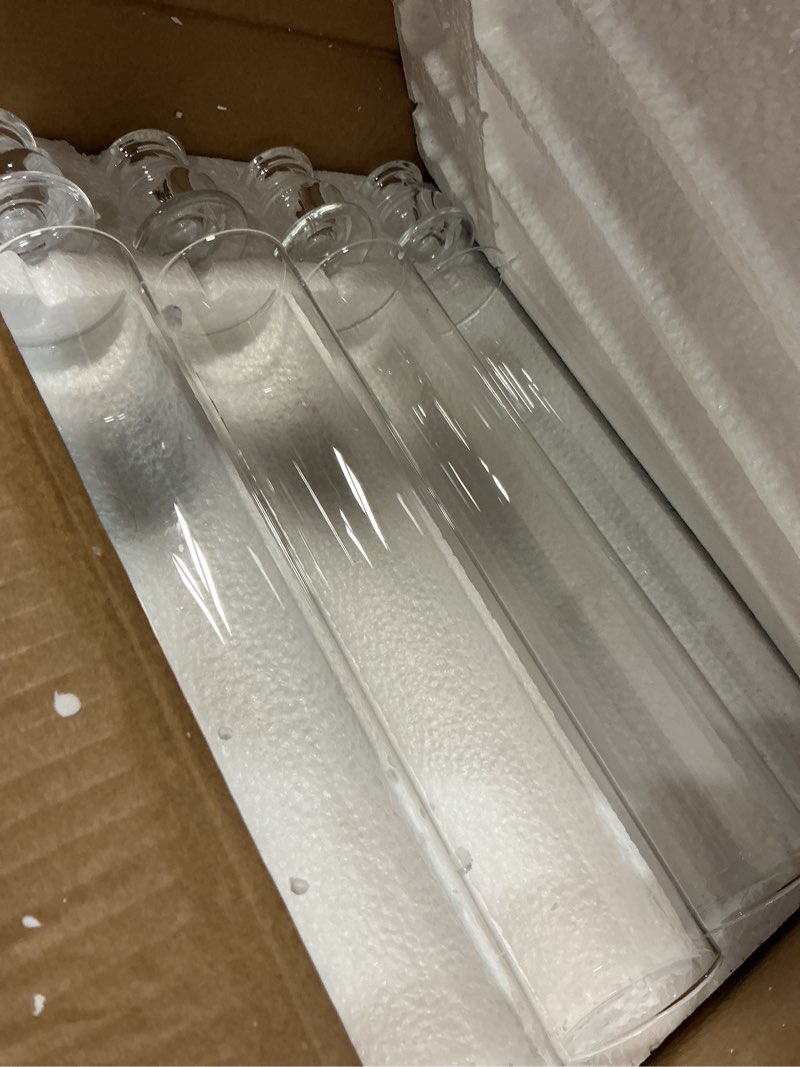 Condition photo showing As Is for hurricane glass candle holders set of 16, 11.8" h clear cylinder windproof candle holder chimney tubes, taper glass candlestick holders for home decor wedding party table centerpieces