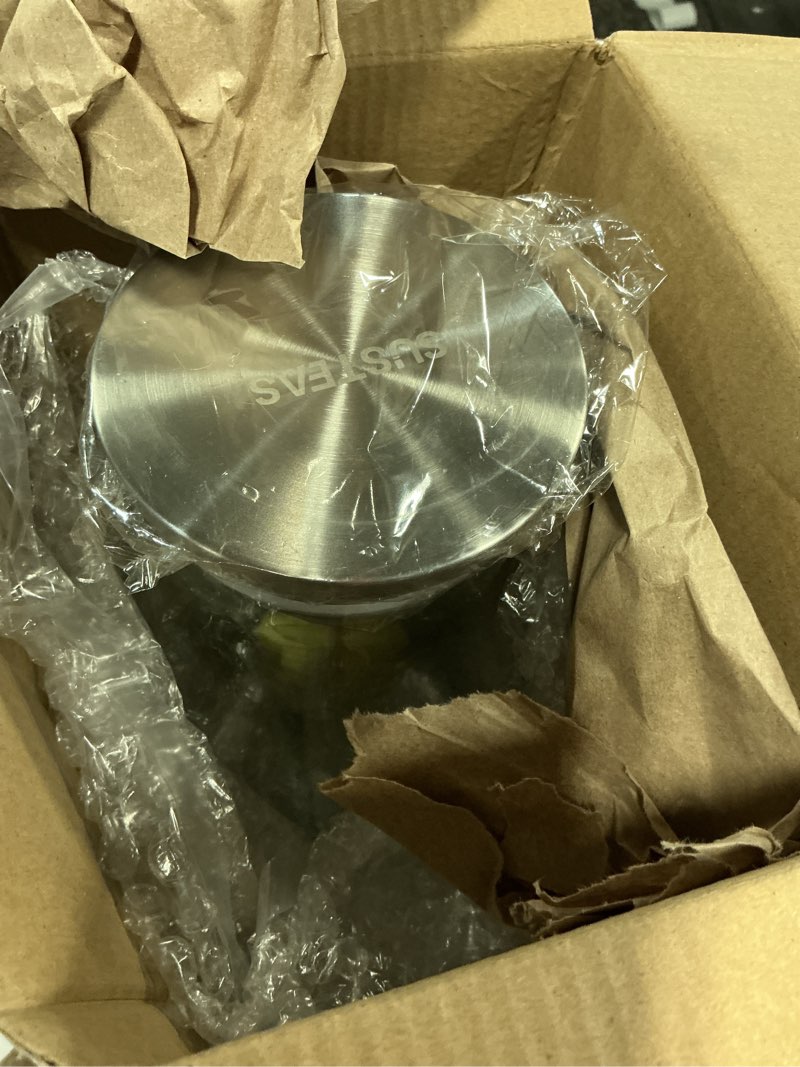Condition photo showing Good Condition for susteas 3 liter 101 oz glass pitcher with lid and nozzle, cold/hot water glass water bottle, ice tea water jar for refrigerator, large water jar for juice, milk, coffee or homemade drinks,vase 101 ounces clear