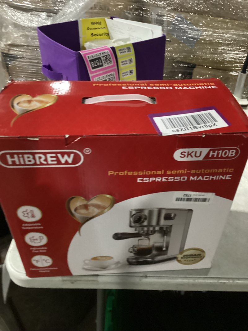 Condition photo showing New/Like New for HIBREW Espresso Machine 20 Bar, Semi-Automatic Cappuccino Maker with Milk Frother for Latte Art, Adjustable Temperature & Water Volume, with Display, Pressure Gauge & Stainless Steel Body