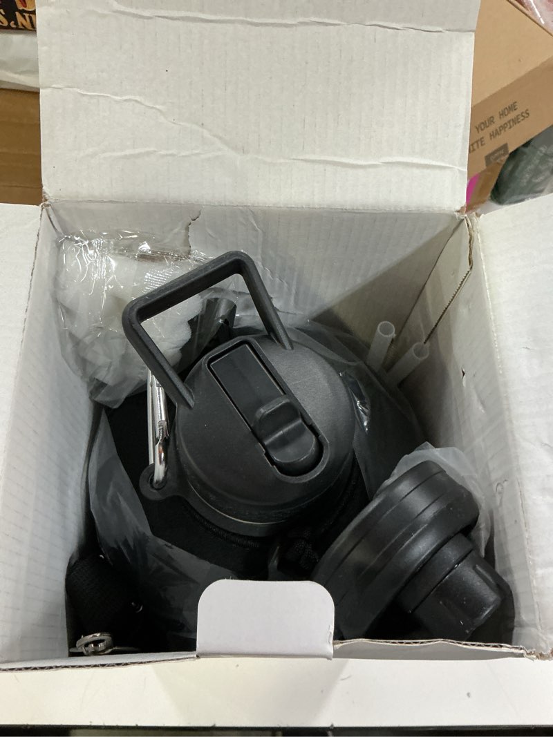 Condition photo showing New/Like New for dysanky 1 gallon water bottle insulated | thickened stainless steel vacuum metal water jug | portable sports large for gym and hiking with straw, carrier bag, handle strap | bpa-free 128 oz advanced black 128 ounces