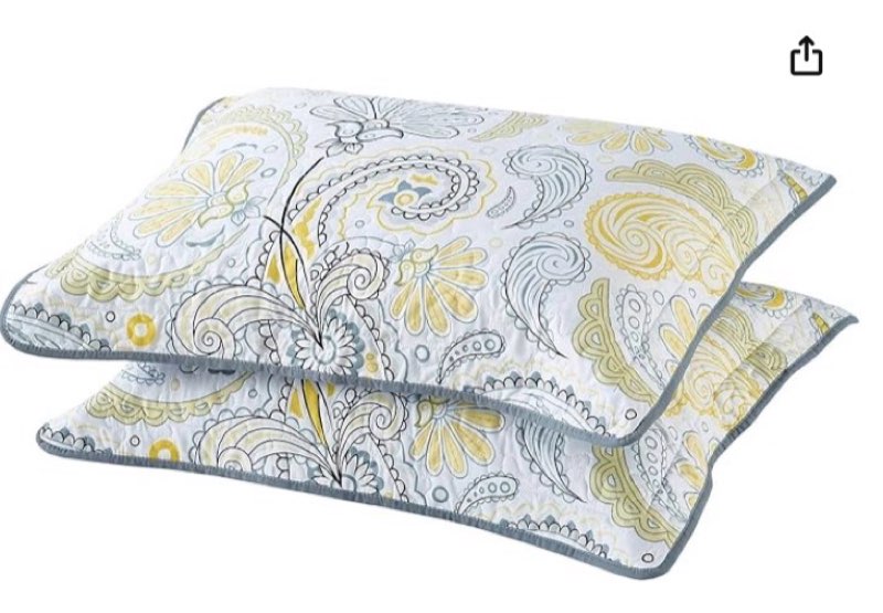 V Space Yellow and Gray Paisley Pillow Shams Set of 2