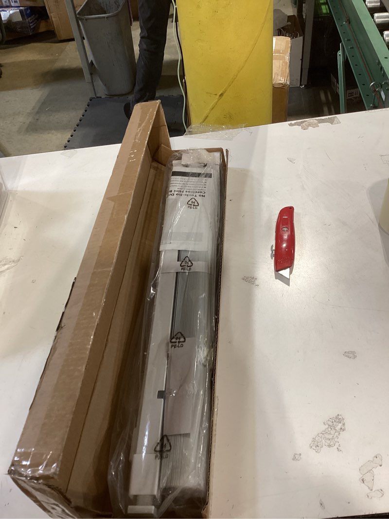 Condition photo showing Good Condition for No Drill Blinds for Windows 1" Aluminum Cordless Mini Blinds L-Shaped Slat 100% Privacy, for Window Size 22" W × 64" H - White White 22" W × 64" H