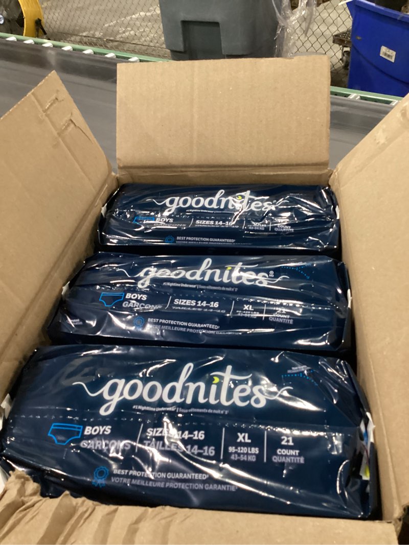 Condition photo showing New/Like New for Goodnites Boys' Nighttime Bedwetting Underwear - XL - 63ct