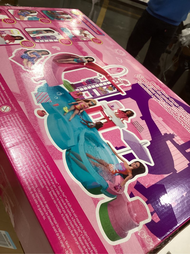 Condition photo showing Good Condition for Barbie Dream Pool Playset with 6 Play Areas, Including Slide & Bubbling Hot Tub, Plus 20+ Accessories Like Pet, Floaties & More