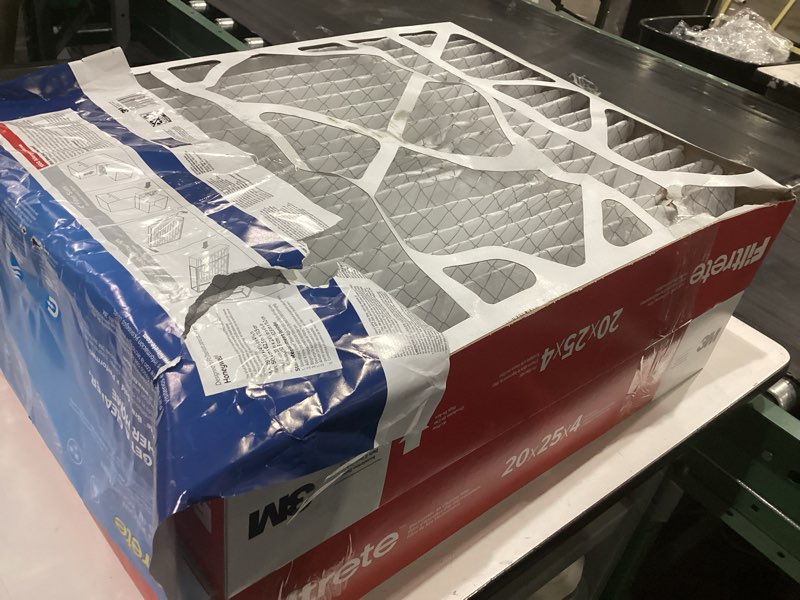 Condition photo showing As Is for filtrete 20-in w x 25-in l x 4-in merv 11 1000 mpr allergen defense electrostatic pleated air filter 2 -pack