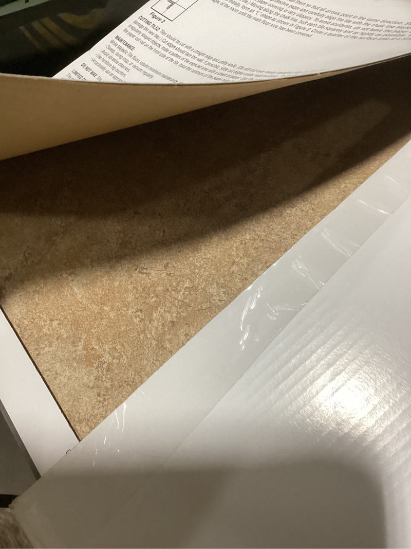 Condition photo showing Good Condition for achim majestic self adhesive vinyl floor tile - 10 tiles/22.5 sq. ft.  18 x 18  ghibli beige granite