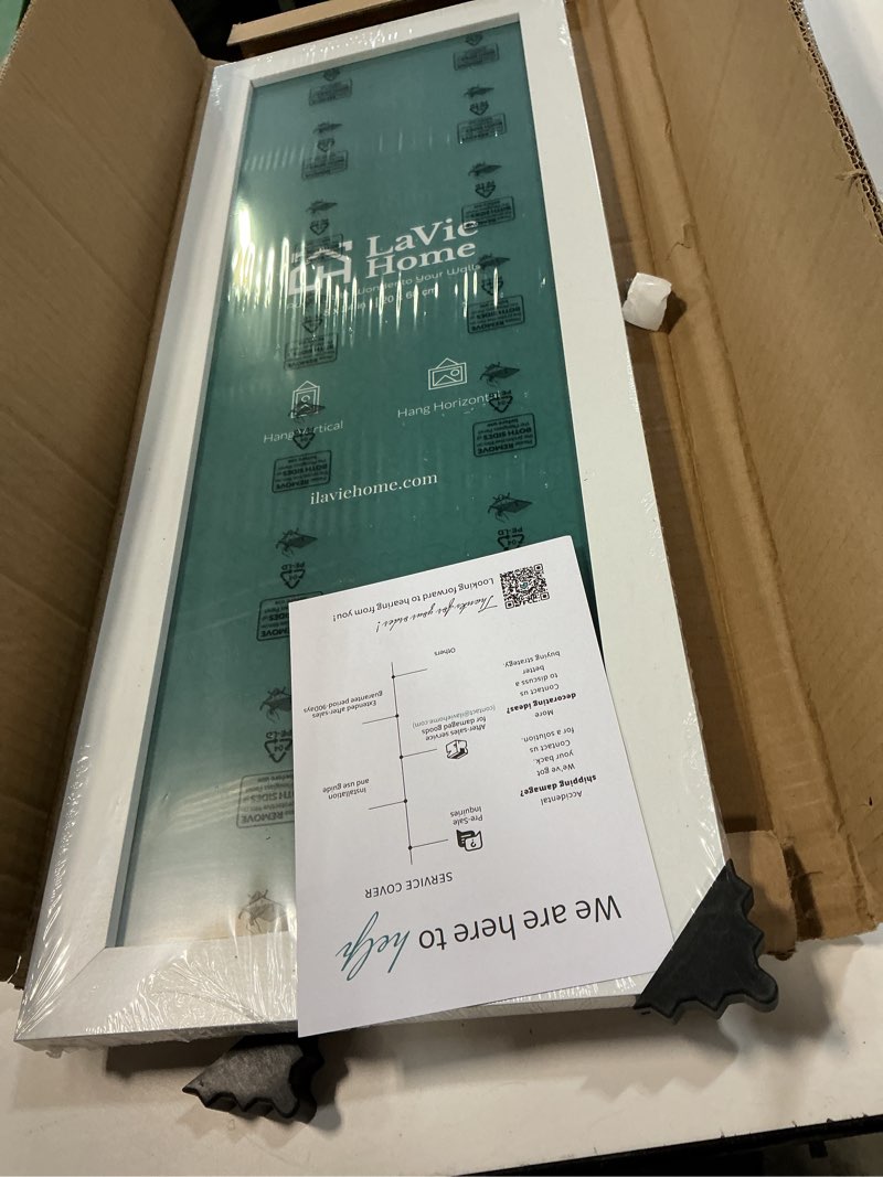 Condition photo showing New/Like New for LaVie Home 10x26 Picture Frame White, Panoramic Picture Frame for Wall Decoration, Classic Black Minimalist Style Suitable for Decorating Houses, Offices, Hotels?1 Pack? 10x26 White