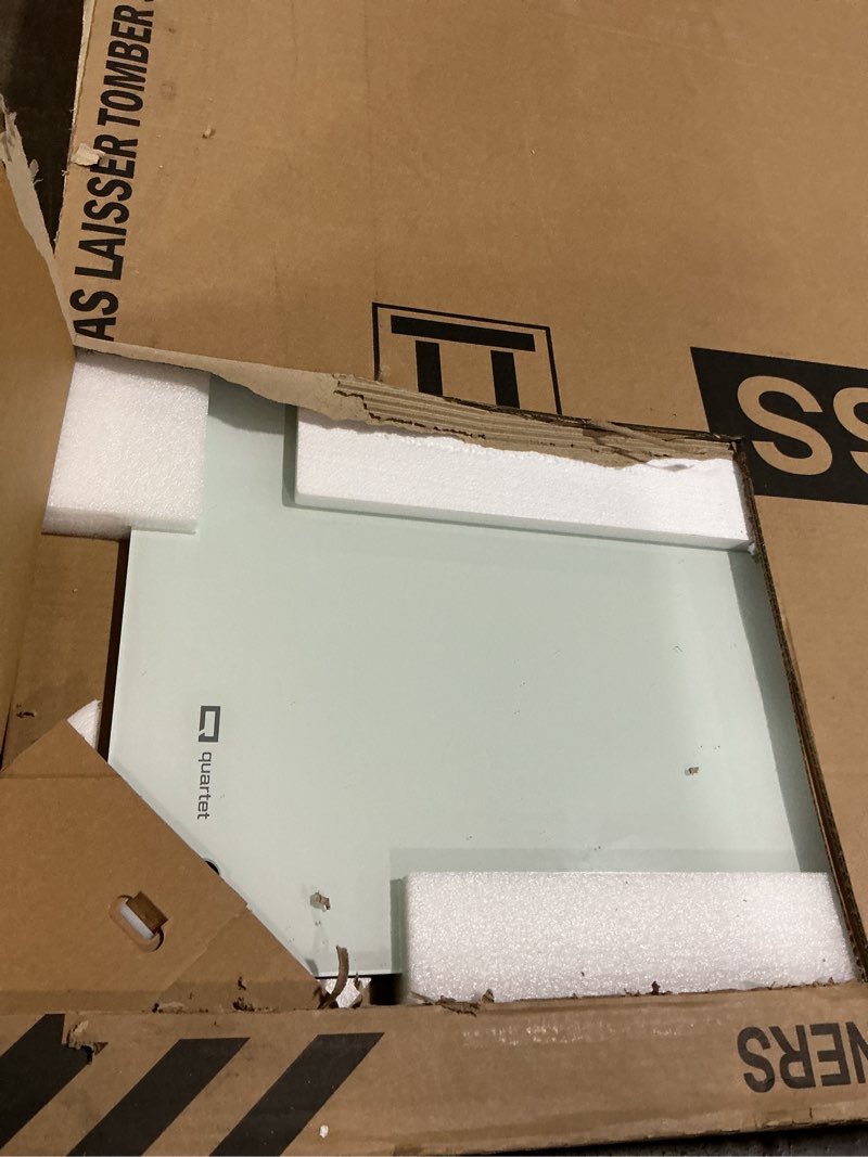 Condition photo showing As Is for quartet infinity magnetic glass dry erase board, 6' x 4', white surface, frameless (g7248w-a)