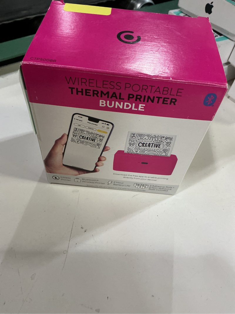 Condition photo showing New/Like New for core innovations ctp500 bluetooth mini portable inkless thermal printer & label maker + paper, android & ios (pink)