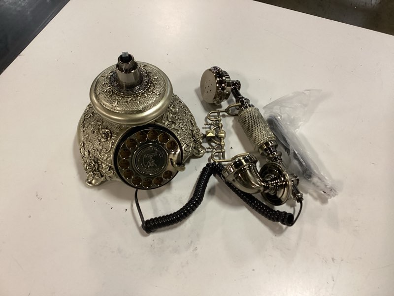 Condition photo showing As Is for dyna-living vintage telephone antique phone rotary old fashion phone vintage landline phone decor, ringtone volume adjustable rotary retro telephone for home or office use bronze