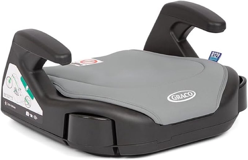 Graco Booster Basic R129 Backless Booster Car Seat, Lightweight at only 1.4kg, Suitable from Approx. 7 to 12 Years (135-150cm), Opal Sky Fashion