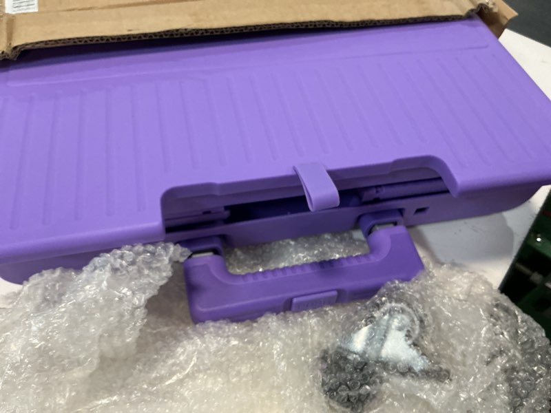 Condition photo showing Good Condition for folding utility cart portable rolling crate handcart shopping trolley collapsible tool box, with lid, basket on 4 rotate wheels, for grocery, shopping, office, storage, teacher (purple)