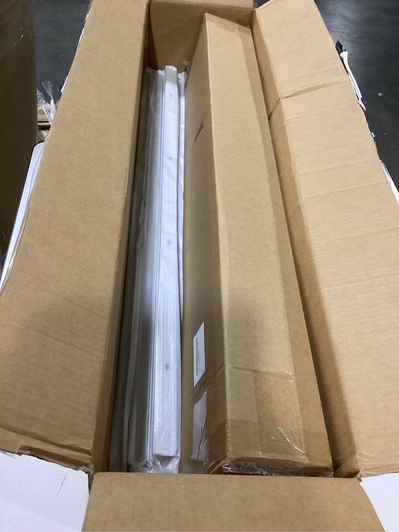 Condition photo showing As Is for Ceiling Curtain Track, Curtain Track with Roller Hooks, 12ft - 15ft Ceiling Mounted Rail Set for Room Divider, White 12ft - 15ft White