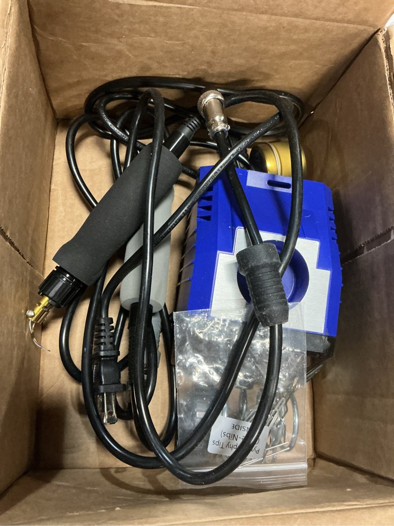 Condition photo showing As Is for wep 939d-vi dual pen wood burning kit 250-750?/482-1382? a/b toggle wood burning tool with 2 detachable pens, 20 wood burner tips, dual-barrel holder. suitable for pyrography, leather burning kit
