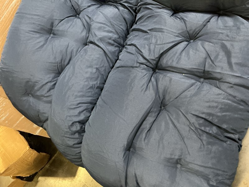Condition photo showing As Is for porch swing cushions with backrest waterproof 2-3 person seat thickened 5" outdoor swing cushions patio swing cushions for outdoor garden backyard bench furniture (navy-60x40x5)
