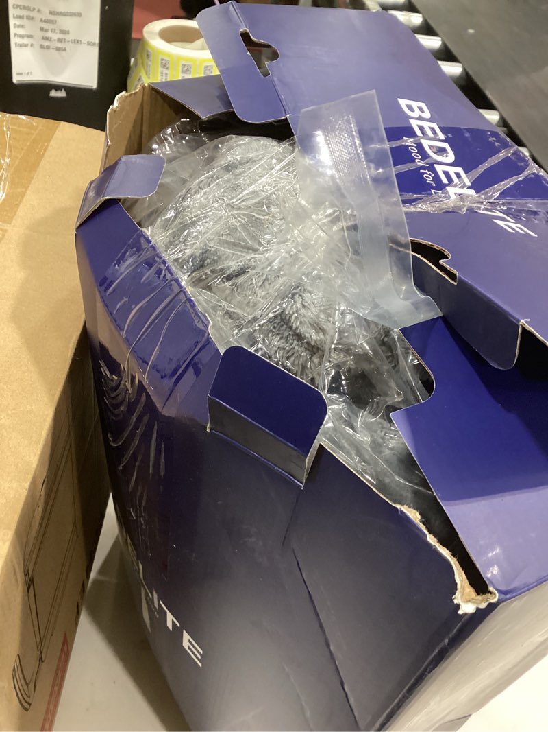 Condition photo showing New/Like New for BEDELITE Fluffy Queen Comforter Set - Grey Fleece Soft Comforter for Queen Size Bed, Luxury Warm Bedding Set for Winter, Fuzzy Bed Set 3 Pieces (1 Comforter, 2 Pillowcases) Dark Grey Queen(88"x88")