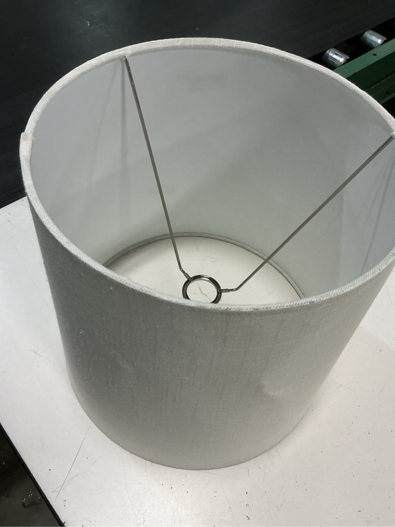Condition photo showing As Is for 8in x 9-in white fabric drum lamp shade