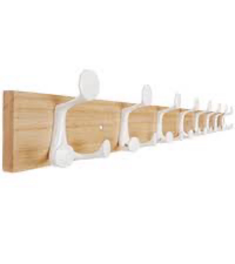 SKOLOO 39-Inch Cherry Wood Coat Rack Wall Mount with 8 Triple Hooks - Ideal for Family Entrances, Classrooms, and Pet Supplies Storage - Perfect Coat Hooks for Wall 39 inch(Pack of 1) Cherry