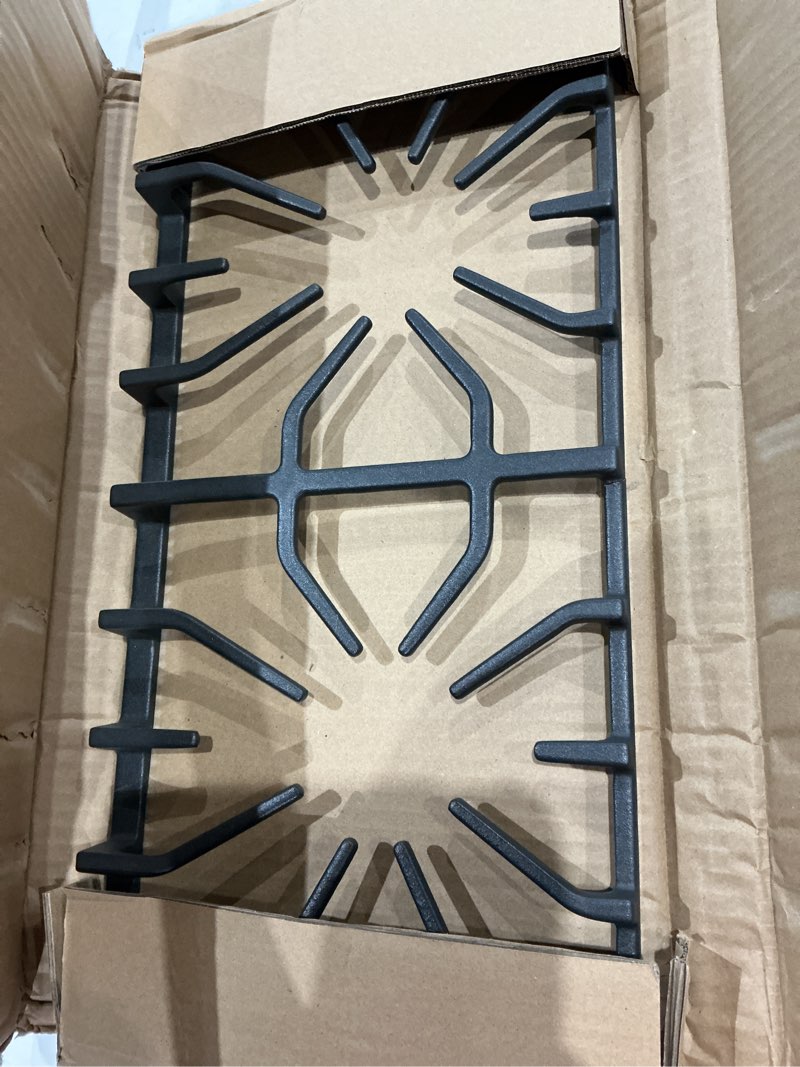 Condition photo showing As Is for (2 burner)(similar to but not exact))allstare 807327101 burner grate replacement parts for frigidaire stove parts kenmore gas range parts 20’’ x 9.6'' stove surface top side grate cast iron rack 1 pack
