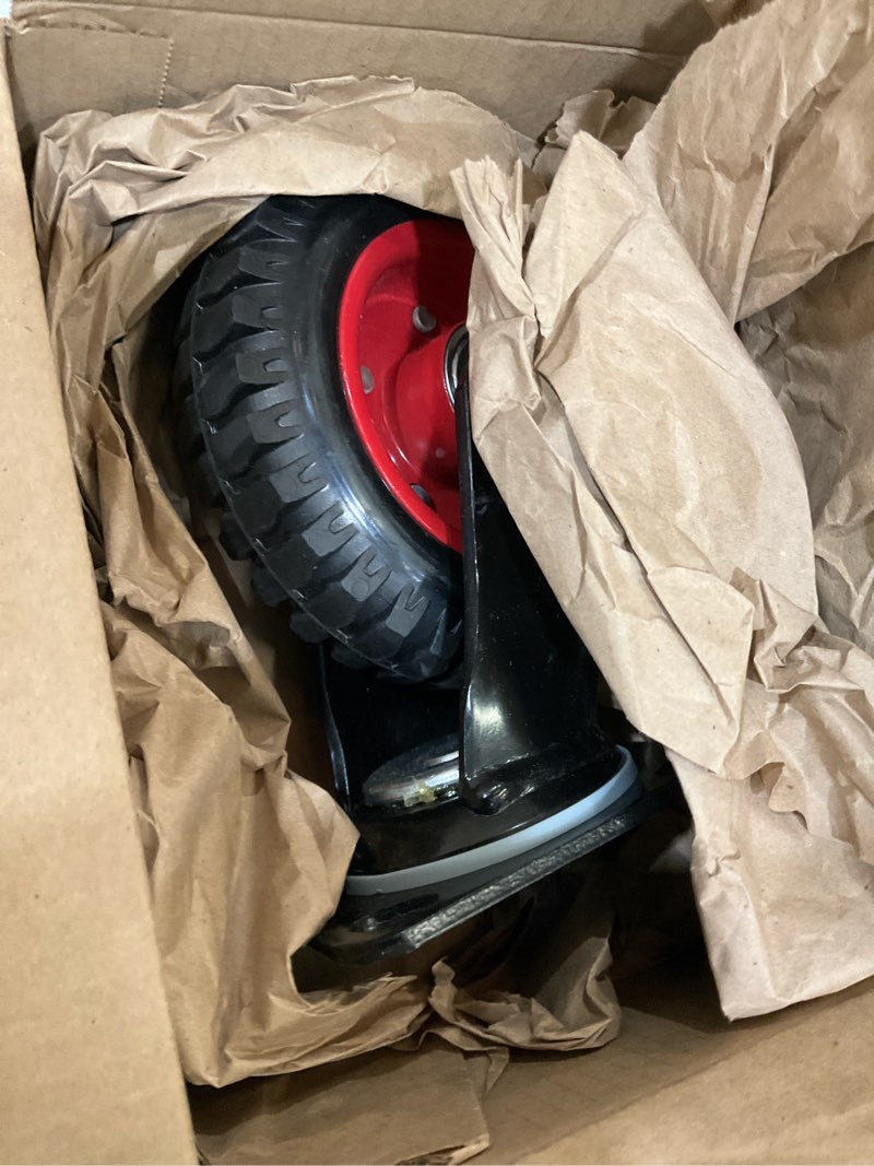 Condition photo showing As Is for POWERTEC 6 Inch Caster Wheels, Heavy Duty Swivel Plate Casters with Rubber Knobby Tread for Workbench, Dolly, Cart, Trolley, Wagon, Toolbox & Chicken Coop, Large Rubber Castor Wheels, 1PK (17050) 6 inch 6 inch, 1PK