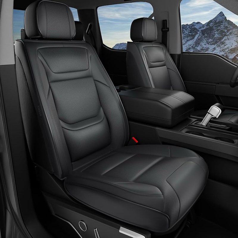 Sxikin Custom Fit Truck Seat Covers for Ford F150, Super Duty Waterproof Leather Pickup Seat Covers 