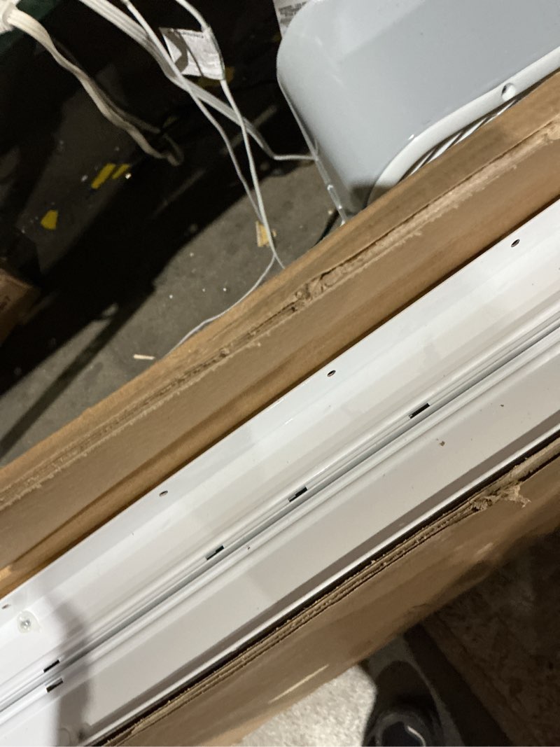 Condition photo showing As Is for neatiease 2 pack shed window, 24" x 36" flush mount window with tempered glass and fiberglass screen for shed, chicken coop, playhouse, household, garage 24" x 36" white