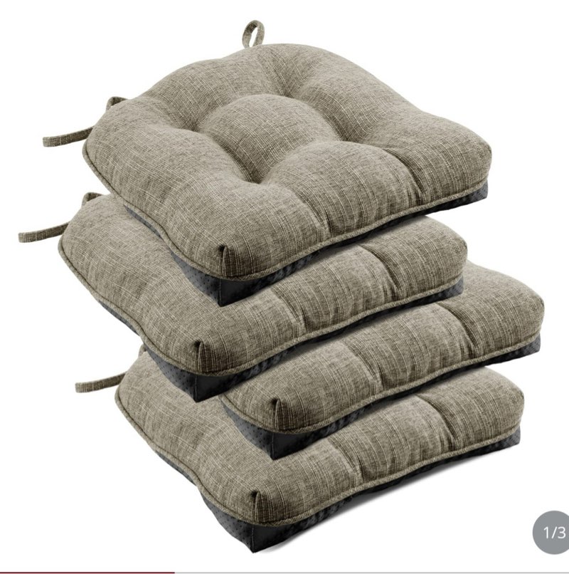 (4PC) Indoor Chair Cushions For Dining Chairs, Tufted Overstuffed Textured Me