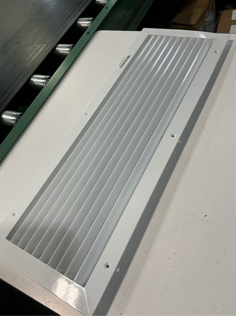 Condition photo showing As Is for 26" x 8" aluminum return grille - easy air flow - linear bar grilles [outer dimensions: 27.5"w x 9.5"h]