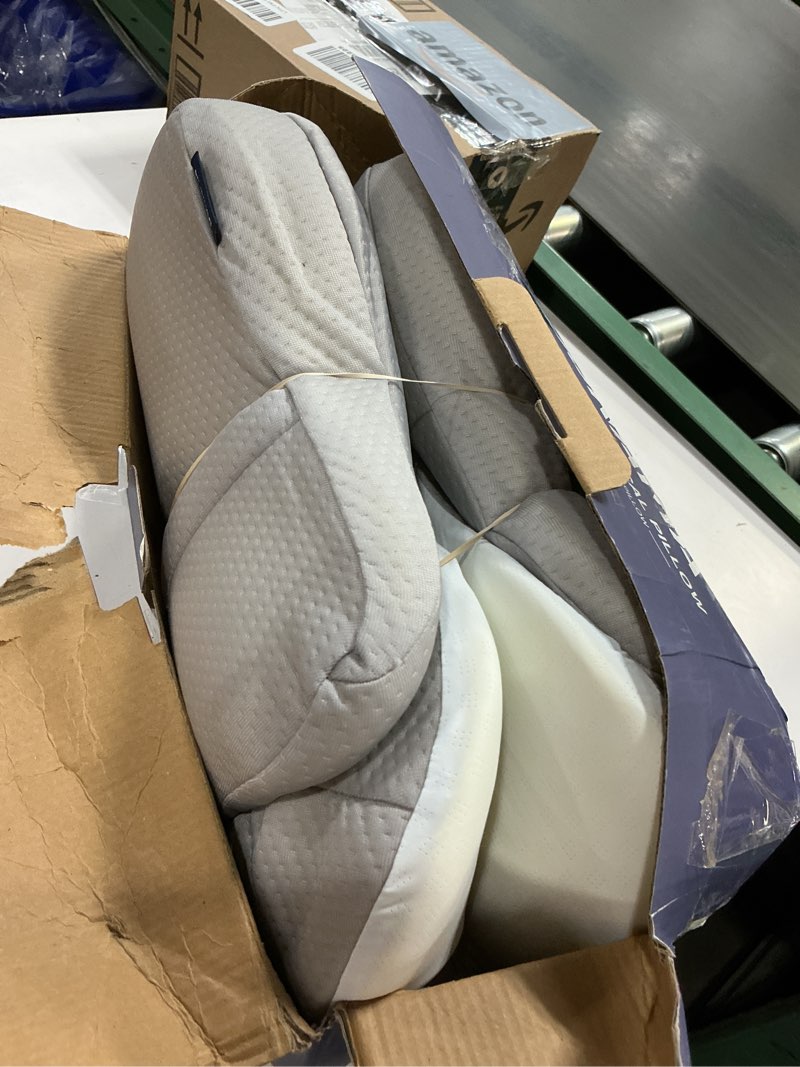Condition photo showing As Is for donama cervical pillow for neck and shoulder,contour memory foam pillow,ergonomic neck support pillow for side back stomach sleepers with pillowcase light grey queen size 24.8"lx14.96"wx5.51"h