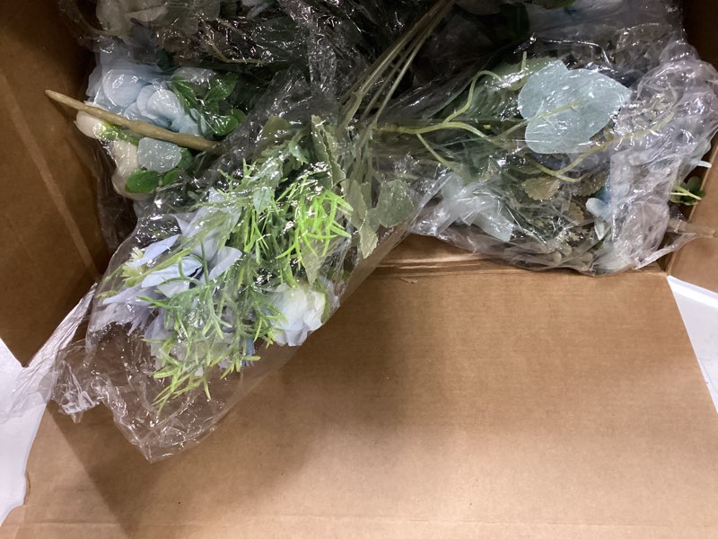 Condition photo showing New/Like New for zeyune 12 bundles gradient blue artificial flowers peonies silk dahlia faux rose fake chamomile hydrangea bouquet floral arrangements bulk for home vase wedding party table centerpiece (peonies) 12 gradient blue peonies