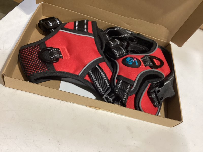 Condition photo showing Good Condition for phoepet reflective dog harness large breed adjustable no pull vest with handle 2 metal rings 3 buckles [easy to put on & take off](l, red) large red