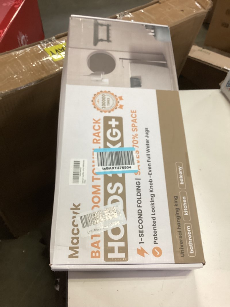 Condition photo showing New/Like New for Towel Rack with Towel Bar Holder Suction Cup Foldable Towel Shelf No Drill with 7 Hooks Rustproof Towel Storage Wall Mount for Bathroom Lavatory Matte Black 20 Inch Matte Black 20inch-50cm