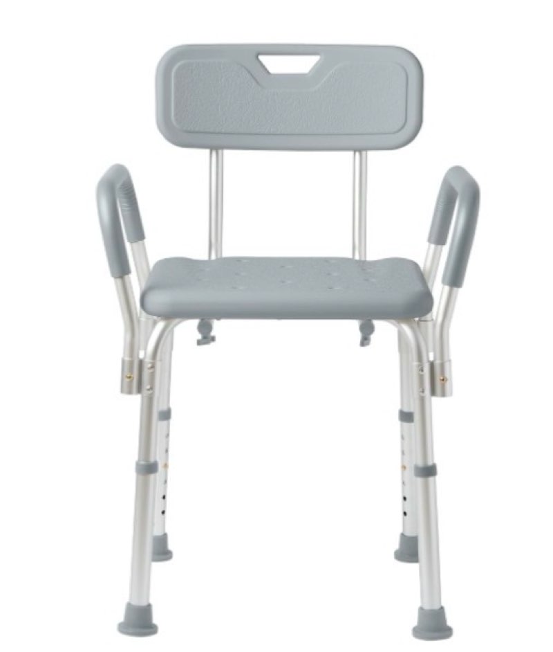 Medline Shower Chair with Backrest and Padded Armrests - 350 lb. capacity, Bath Bench, Seat, Stool for Independent Adult, Seniors, Elderly & Disabled Patients