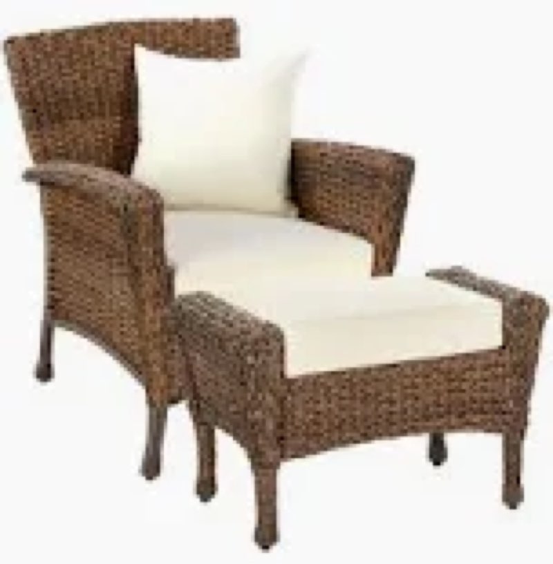 Revat Patio Chair with Cushions and Ottoman