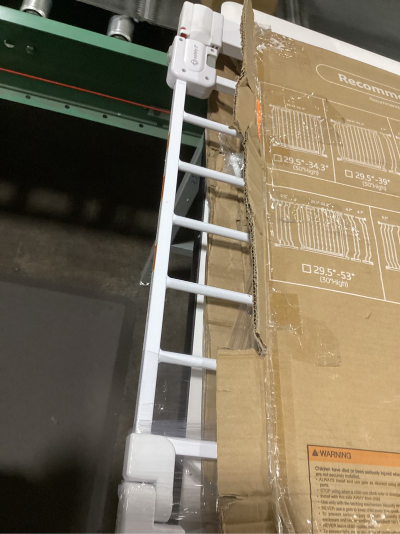 Condition photo showing As Is for Safety 1st Easy Install Walk Thru Baby Gate for Doorway With Door, Dog Gates, Fits 29"-38", Easy Install 28" Tall, White 1-Pack 29" to 38" Wide x 28" Tall White